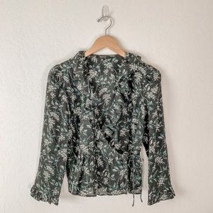 Madewell Silk Ruffle-Hem Wrap Top